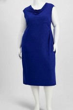 Connected Women's Blue Drape-Neck Sleeveless Knit MIDI Glitter Dress Plus Sz 16W