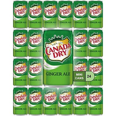 Canada Dry Ginger Ale Mini Soda Cans, 7.5 oz Soft Drinks Bulk Snacks 24 Pack,