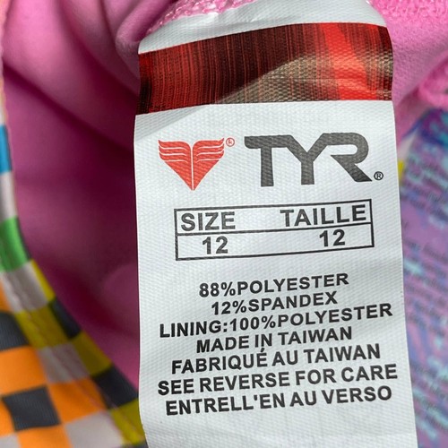 TYR DuraFast Lite Youth Sunset Plaid Maxfit 1pc Swimsuit Dk Violet Girls Size 12 - Picture 7 of 7