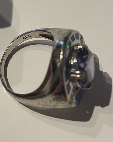 Stunning silver (925) Synthetic Stone set Ring - Picture 4 of 5