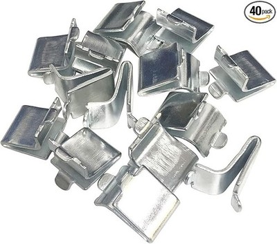 Bueyfolt Adjustable Steel Pilaster Shelf Support Clips - 40 Pieces, Zinc Finish,