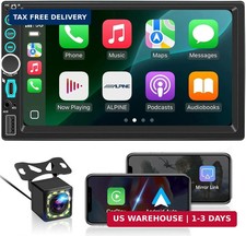 7" Wireless Double Din Car Stereo Apple Carplay Android Auto Screen Radio