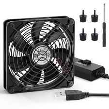 120mm USB Computer Cooling Fan, 5V/12V, 3-Speed, 18dB Quiet, for PC Router
