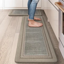 Brown Anti-Fatigue Memory Foam Kitchen Mat Set of 2 Non-Slip Ergonomic