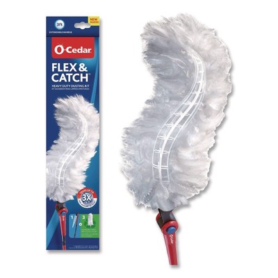 O-Cedar 172148EA 1 Duster Wand and 3 Refills Flex and Catch HD Dusting Kit New