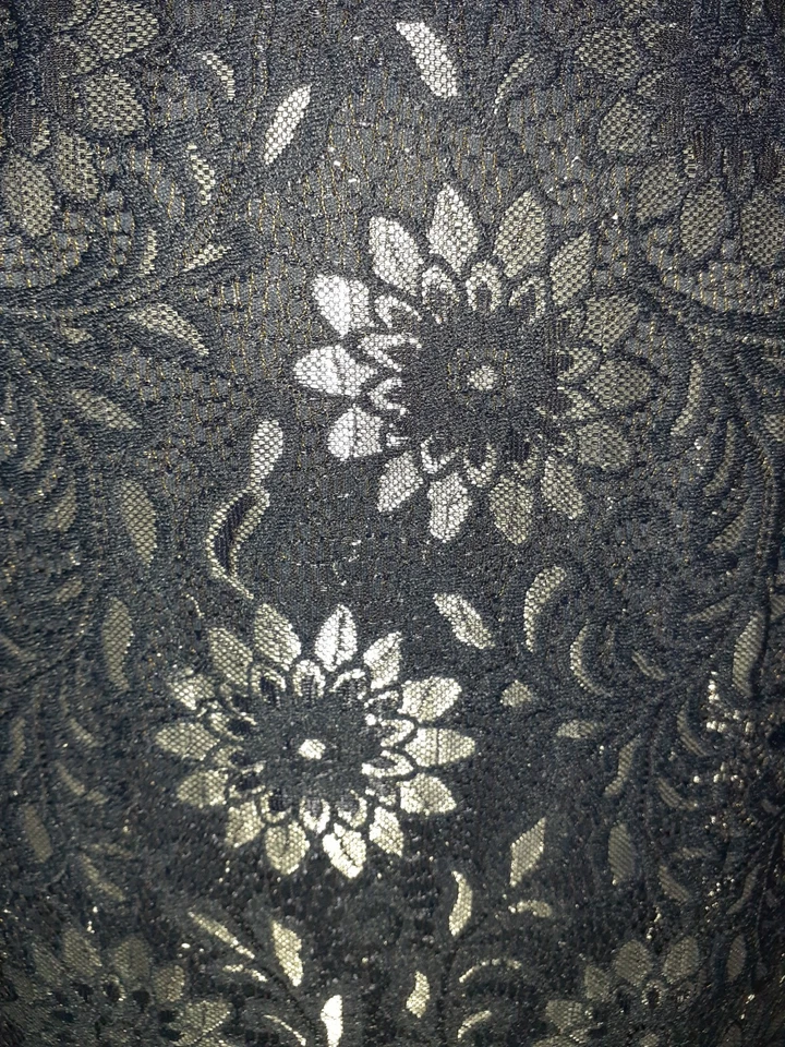 Maxi Vestido EN FOCUS STUDIO Talla 14 Azul Marino Plateado Encaje Brillante Sin Mangas Elástico Foto 2 de 4