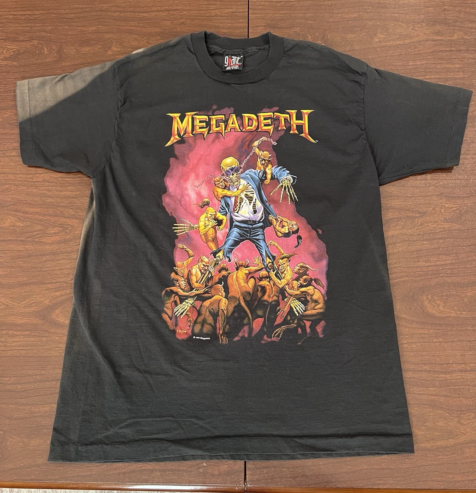 Vintage RARE 1992 Megadeth Concert T-Shirt - Giant Tag Size XL Single Stitch image 2