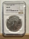 2026 American Silver Eagle NGC MS69 – 1 oz .999 Fine Silver ASE BU