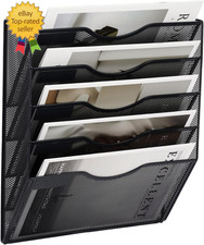 5 Pocket Mesh Hanging Wall File Organizer, Wall Mounted Mail Paper Document Fold