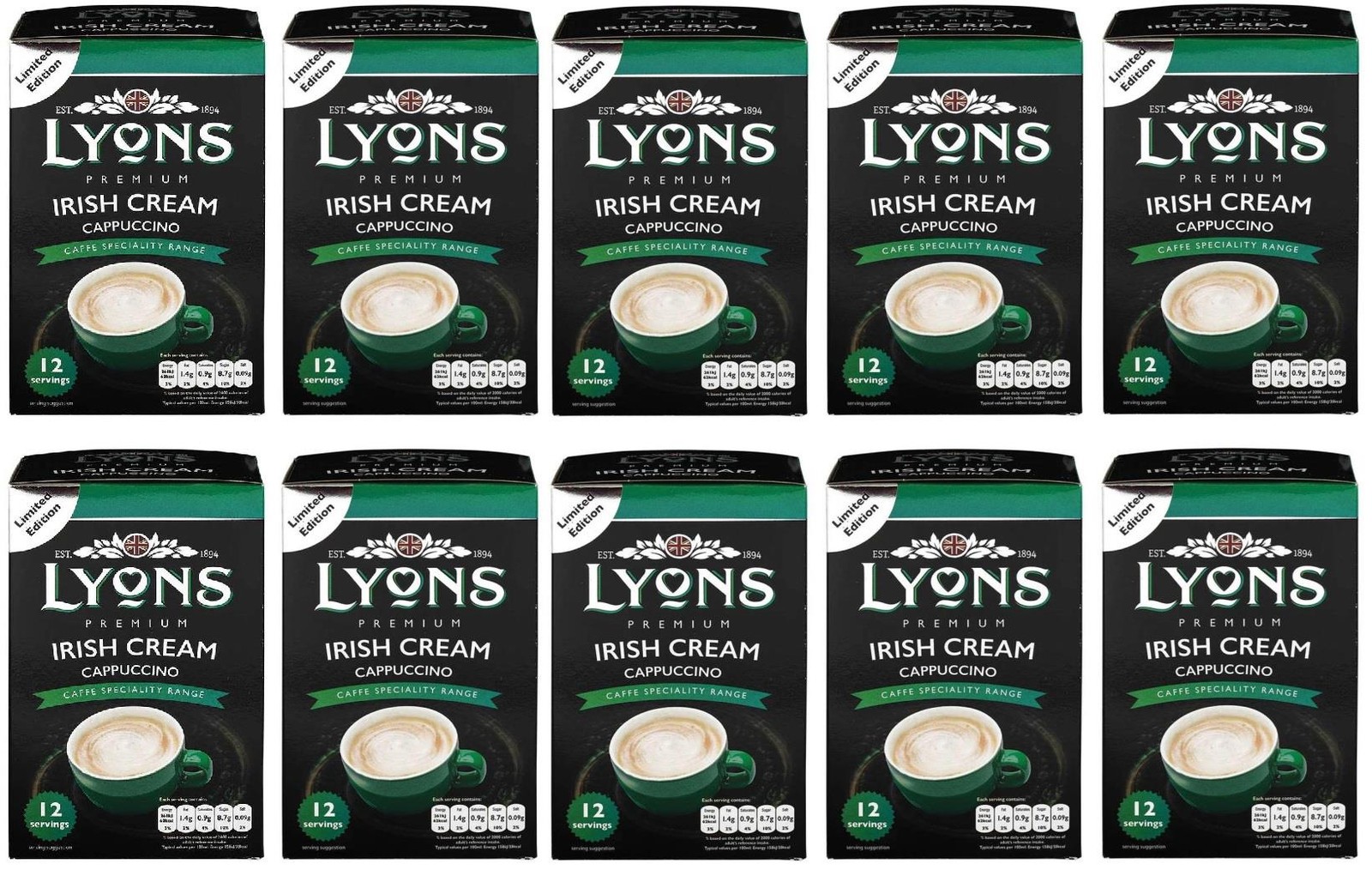Lyons Irish Cream Cappuccino Sachets 10x12x15g