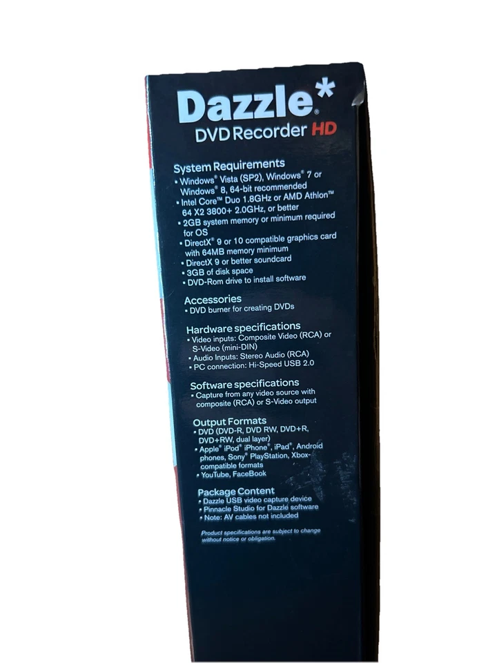 Dazzle Pinnacle DVD Recorder HD Video Converter Capture Enhance Digital Movies - Image 3 of 4