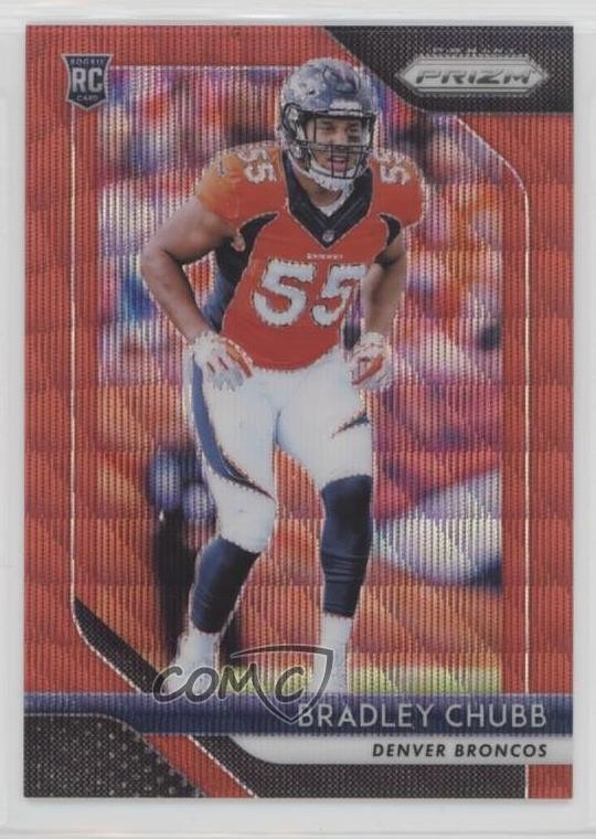 2018 Panini Prizm Rookie Red Wave Prizm 77/149 Bradley Chubb #204 Rookie RC rf2
