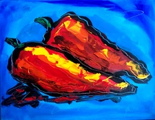 RED PEPPERS   Abstract Modern Original Oil Painting  CANVAS BY KAZAV