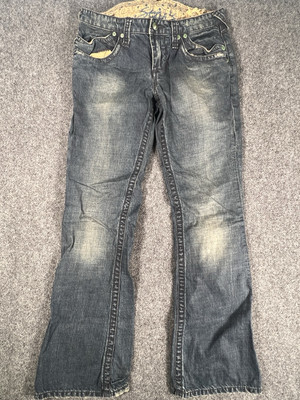 Stitch's Jeans Women Size 32 Denim Bootcut Distressed Apache Blue Y2K