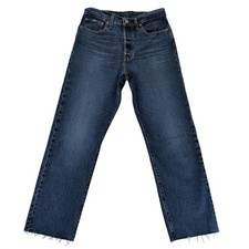 Levi's Premium 501 High Rise Button Fly Dark Wash Denim Jeans Women's 29 L28