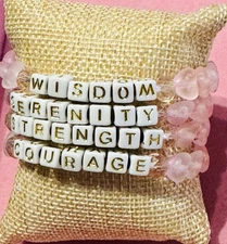 Affirmation Stack Bracelet. Czech Crystals With Acrylic Blocks