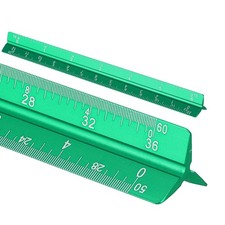 7 Inch Imperial Architectural Triangular Scale Ruler Large Scale, Green