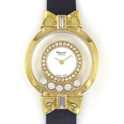 Chopard Happy Diamond Watch 20/5334 Ribbon 5 Points Moving Diamonds Leather Str
