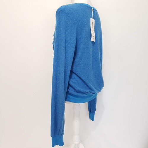 NEW!! Wildfox SIZE S Blue Lightweight Casual Relax Star of David Sweatshirt Shir - Picture 3 of 12