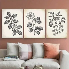 3pcs Botanical Illustration Vintage Style Metal Print Ready to Hang Art