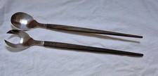 kultiges 60er-Jahre Teakholz-Salatbesteck 33,5 cm Edelstahl Vintage Retro Altes