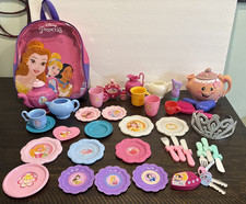 Disney Princess Plastic Tea Set with princess bag Pretend Play Dishes 36 pc