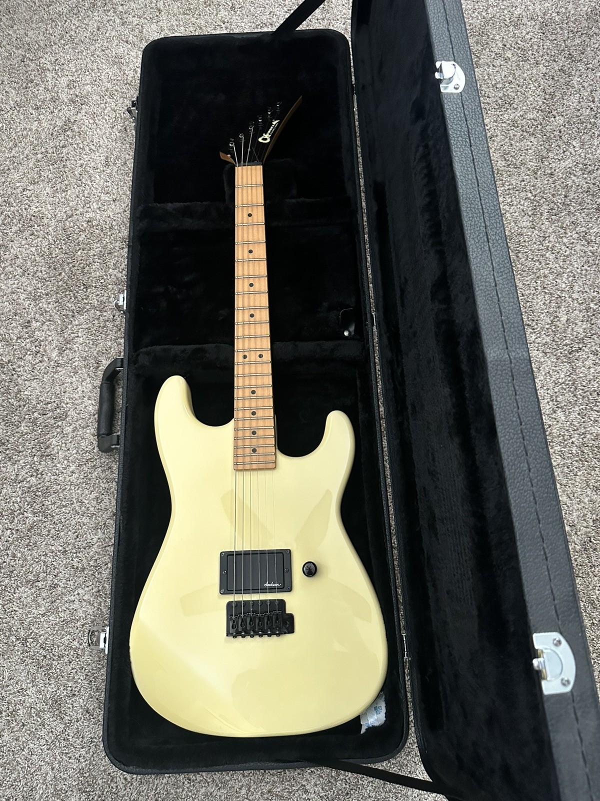 Charvel Model 1 Electric Guitar, Vintage Ivory, Maple Neck W/Hard Shell Case