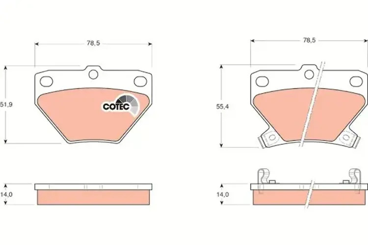 Brake pads GDB3243 TRW for TOYOTA COROLLA YARIS/VITZ YARIS VERSO / FUN CARGO