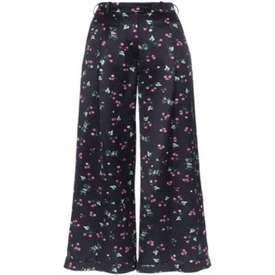 Racil NWT Mama High Waist Floral Print Trousers in Midnight Blue Sz FR 38/US 10 