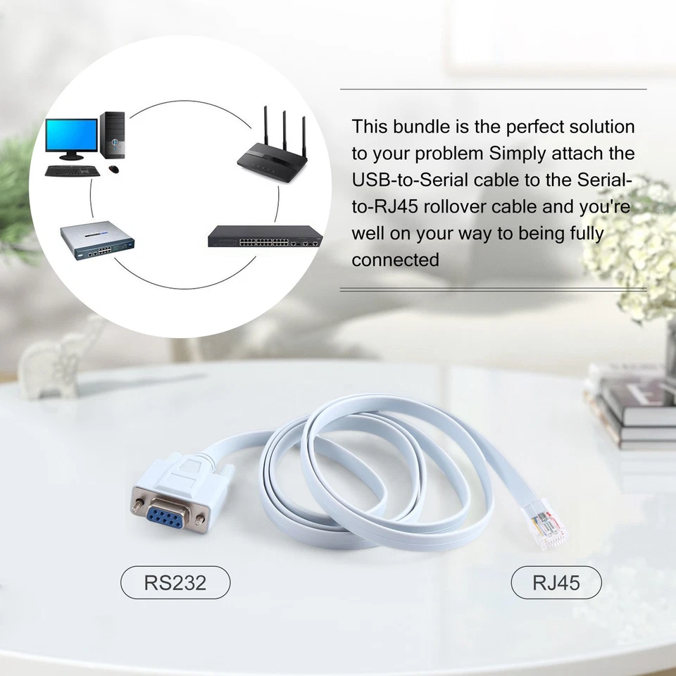 RJ45  Cable Serial Cable Rj45 to DB9 and RS232 to USB (2 in 1) CAT53824 - Image 3 of 4