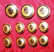 GOLD STYLE SHEILD LOGO BESPOKE ENAMEL REPLACEMENT BLAZER SHANK BUTTON SET