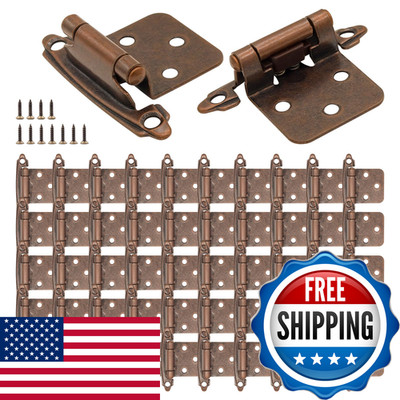Shuttle Genius 1/2 Inch Overlay Cabinet Hinges Antique Copper 50 Pack25 Pairs