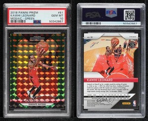 2018-19 Panini Prizm Mosaic Green Kawhi Leonard #51 PSA 10 GEM MT