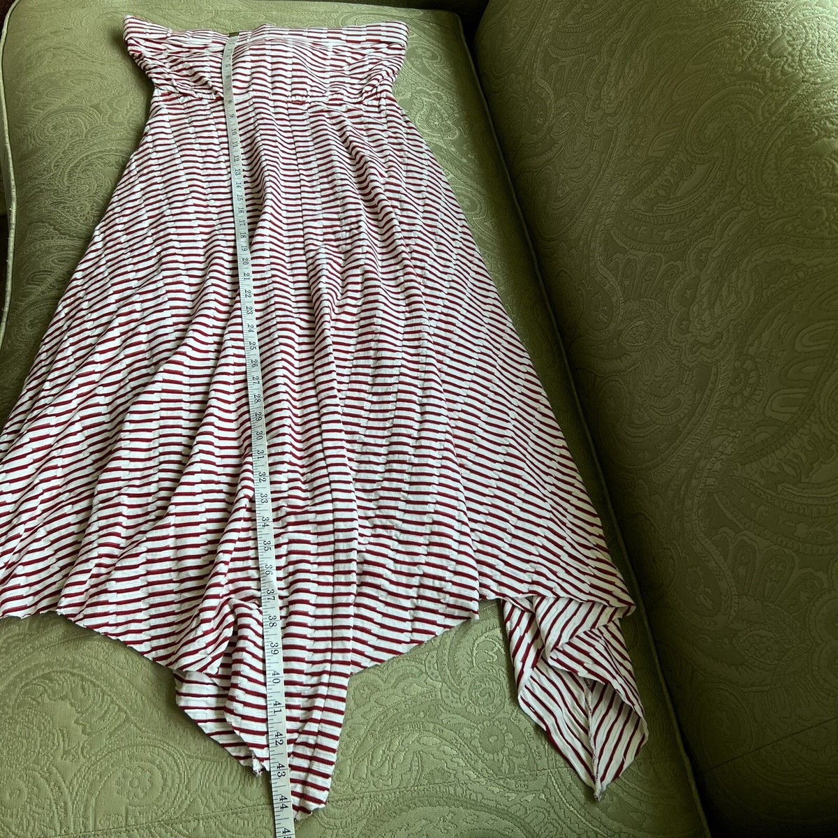 Anthropologie Maeve Red/White Striped Strapless Dress Size Large | eBay