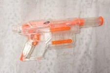 Nerf Ghost Ops Shadow ICS-6 Blaster w/Barrel Attachment Internal Magazine Clear