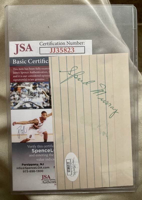 Spud Murray / Ted Wieand Signed 1960 Index Card JSA Certificate Of Authenticity 