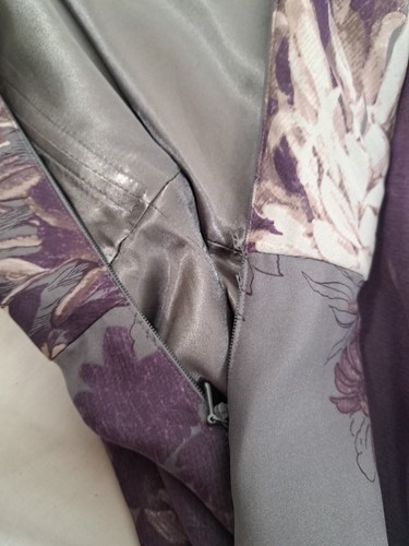 MONSOON 100% Silk Notre Dame Grey/Purple Anise Dress BNWT Women's Size UK 12 - Picture 13 of 16
