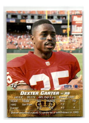 1994 Pacific - #32 - Dexter Carter - San Francisco 49ers | eBay