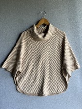 Loft Outlet Poncho Sweater Womens XS/SP Beige Cream Chevron Cowl Neck NWT
