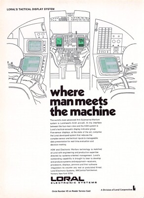 Loral Electronic Systems ASW Where Man Meets The Machine Vtg Magazine Print Ad
