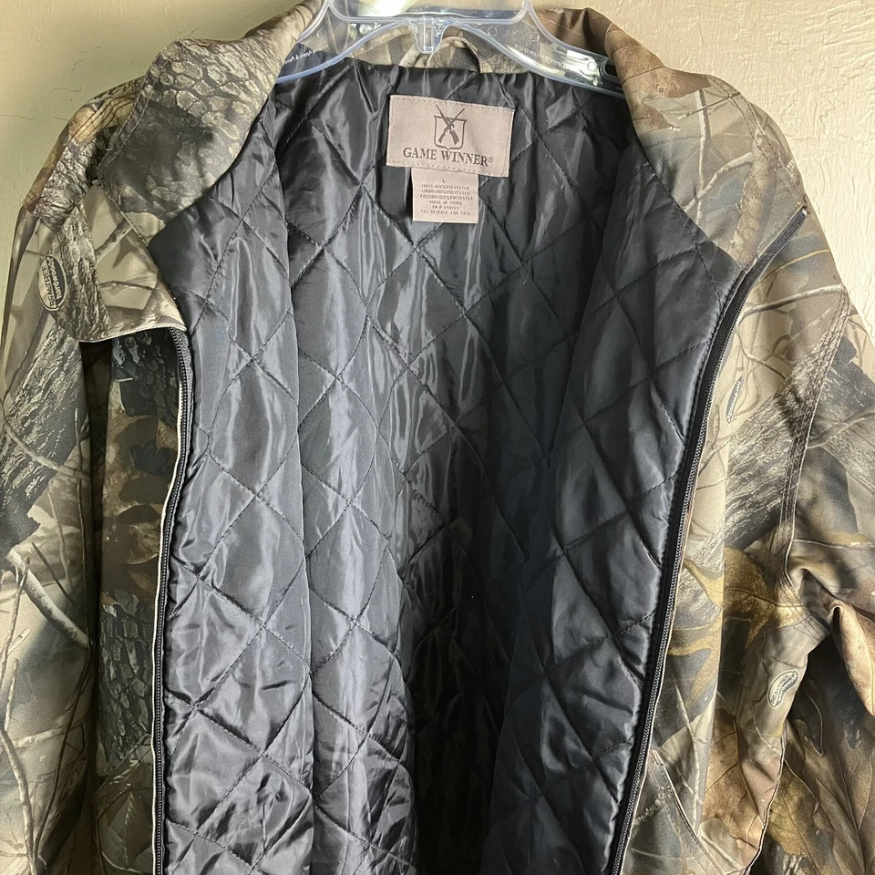 GAME WINNER Men's SZ Large Quilt Lined Hunting Outdoors Camo Full Zip LS Jacket - Image 2 of 4