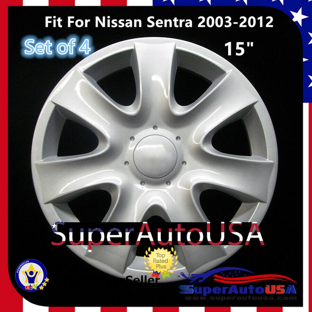 Set of 4 Hubcaps 15" Wheel Cover Silver ABS Fit For Nissan Sentra 2003