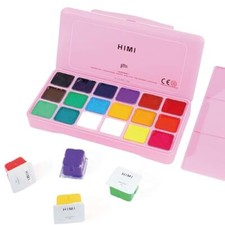 INK LAB HIMI Gouache Paint Kit 18 Vibrant Colors Non Toxic Paints Jelly Cup