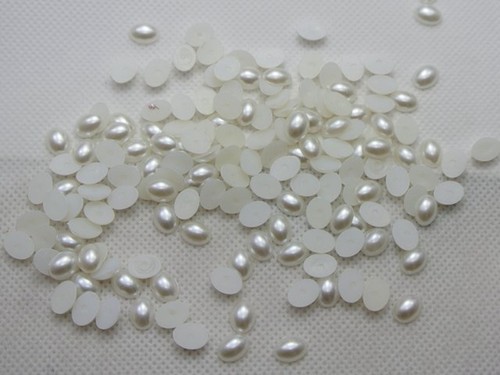 500 Pure White Acrylic Oval Half Pearl Bead 6X8mm Flatback Gem Scrapbook Craft - Picture 4 of 5