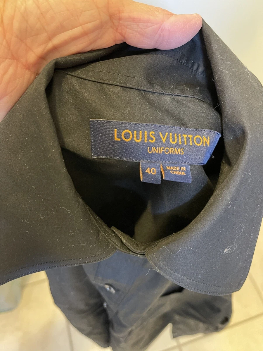 LOUIS VUITTON AUTH BEAUTIFUL CLASSIC BLACK UNIFORM BUSINESS SHIRT 40 NWOT