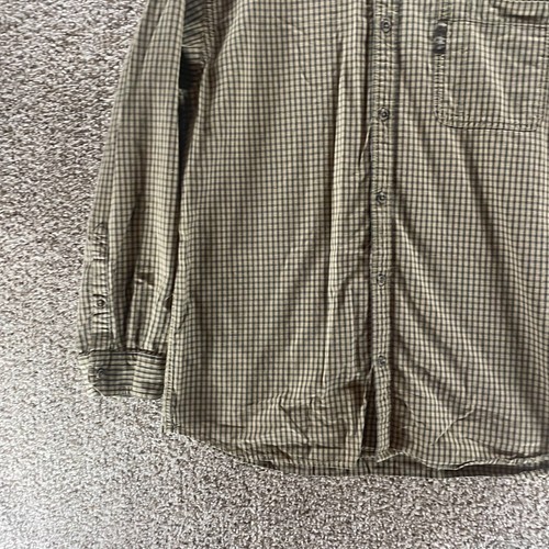 Columbia Shirt Mens Large Gren Tan Plaid Long Sleeve Button Up Hiking Mens Logo - Picture 5 of 10