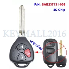 BAB237131-056 4C Chip Upgraded Remote Key Fob for Toyota Camry Corolla Sienna 