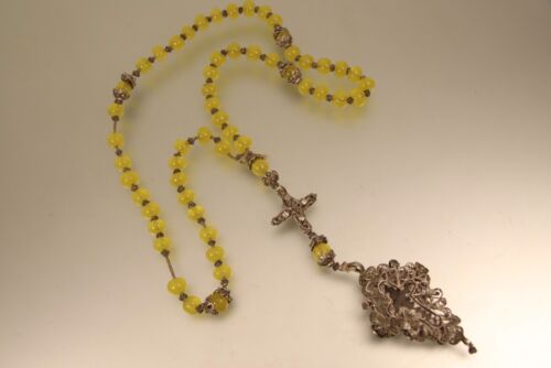 Barocker Filigransilber Rosenkranz mit gelben Perlen - Bild 1 von 1