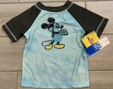 NEW Mickey Mouse 2 Toddler Boys RashGuard Swim Shirt Size 2T Short Sleeve