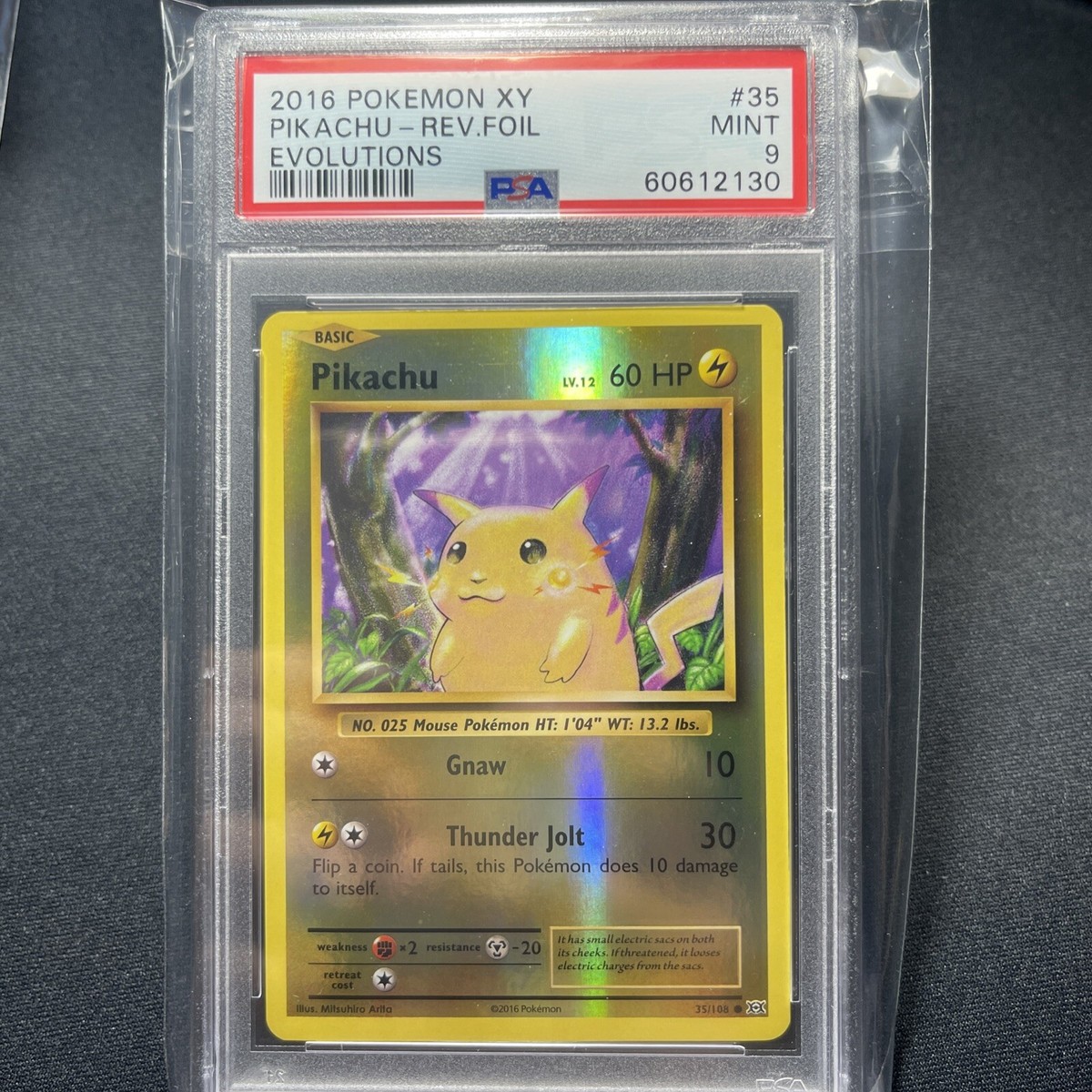 2016 Pokemon Pikachu 35/108 Reverse Holo Foil XY Evolutions - PSA